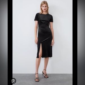 Zara black velvet dress with slits